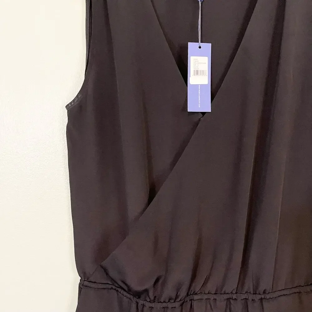 Rebecca Minkoff Romper 10 Black Mara Jumpsuit Short Silk Sleeveless V-Neck NWT - Picture 7 of 11